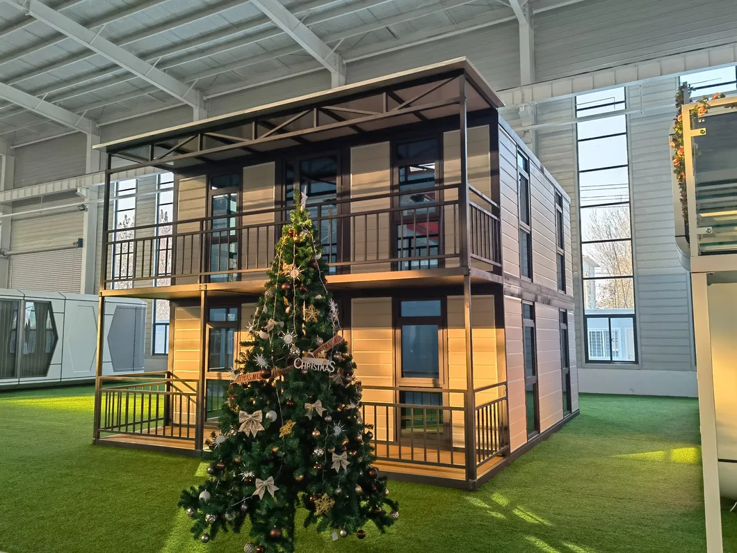 Casa contenedor plegable prefabricada de oficinas temporales de vidrio templado doble